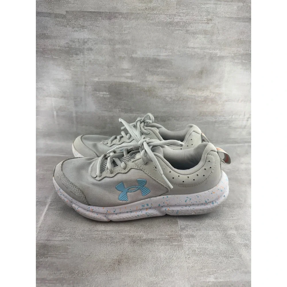 Under Armour Charged Assert 10 Women Grey Blue Running Shoes 3027092-100 Size 7